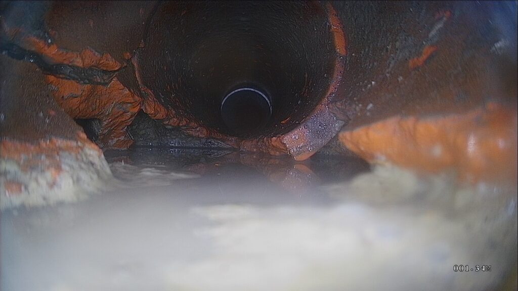 Severe structural damage inside a wastewater drain discovered during CCTV inspection in
Hastings